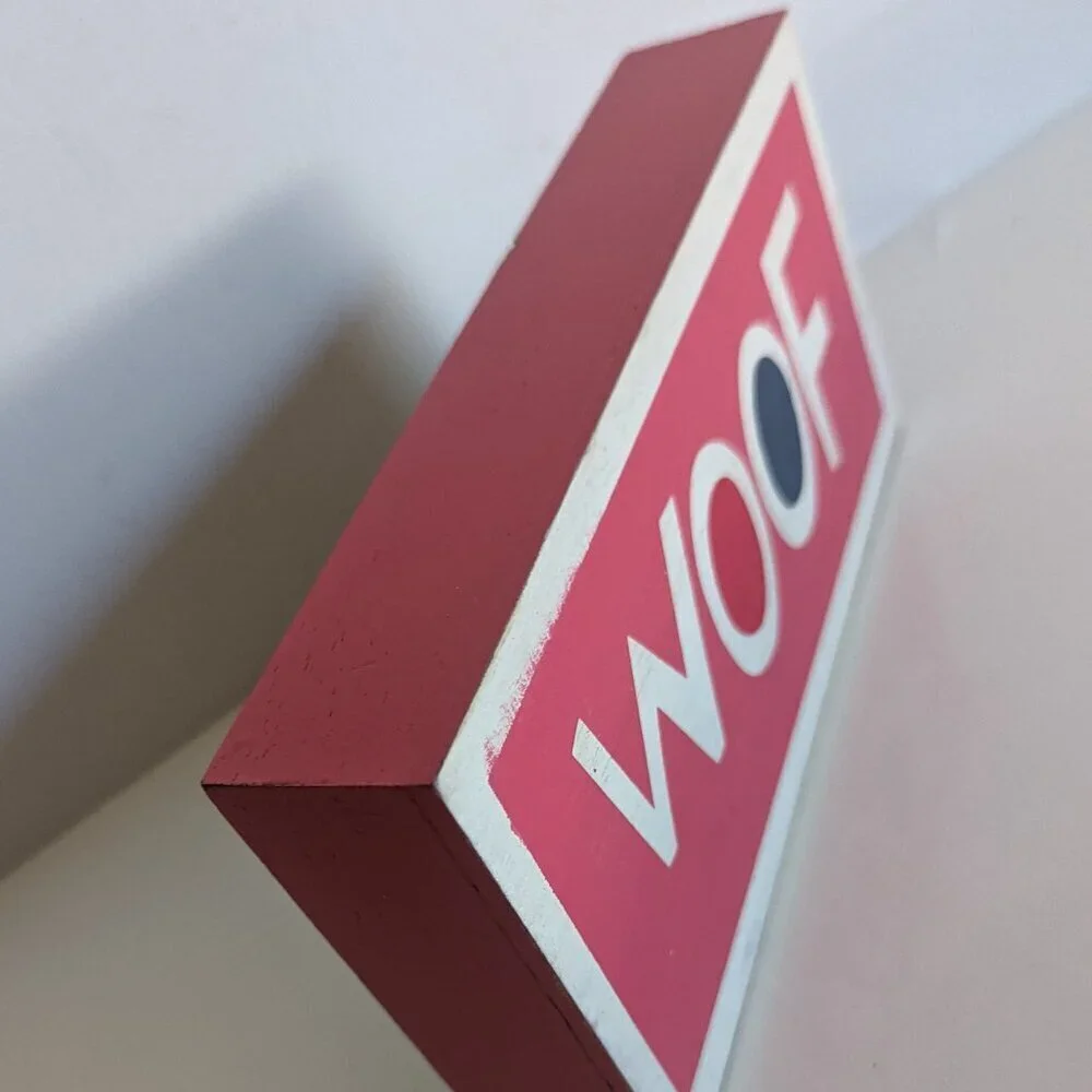NWT Pink 'WOOF' Wooden Box Sign Home Table Decor Michael's Pets Dog Animals NEW - Picture 3 of 6